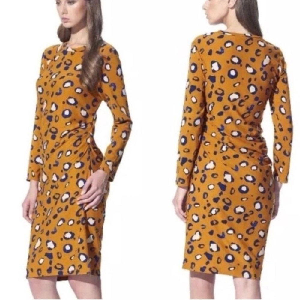 3.1 Phillip Lim‎ x Target Long Sleeve Ruched Cheetah Print Knee Length Dress XL